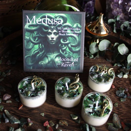 Medusa Tealight Crystal Candles, Ritual Candles