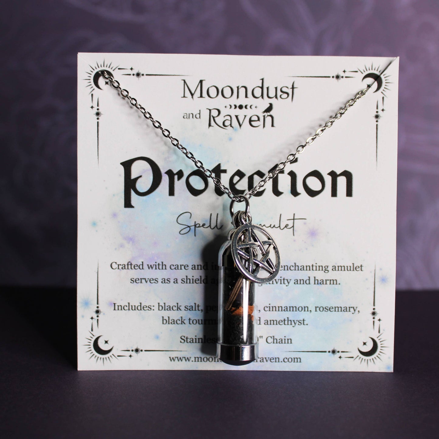 Protection Spell Jar Amulet Necklace,Witchy Crystal Jewelry