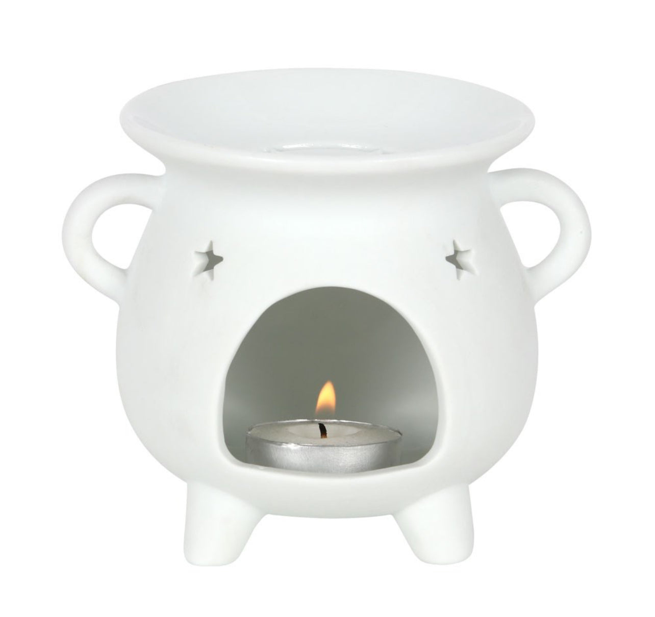 White Triple Moon Cauldron Oil Burner