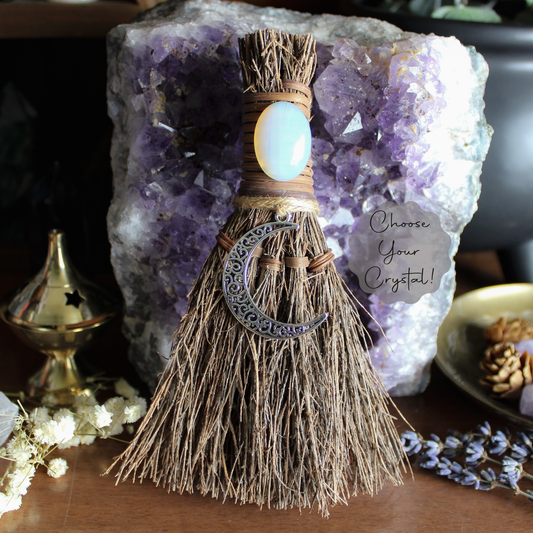 Opalite Cinnamon Crescent Moon Witch's Broom