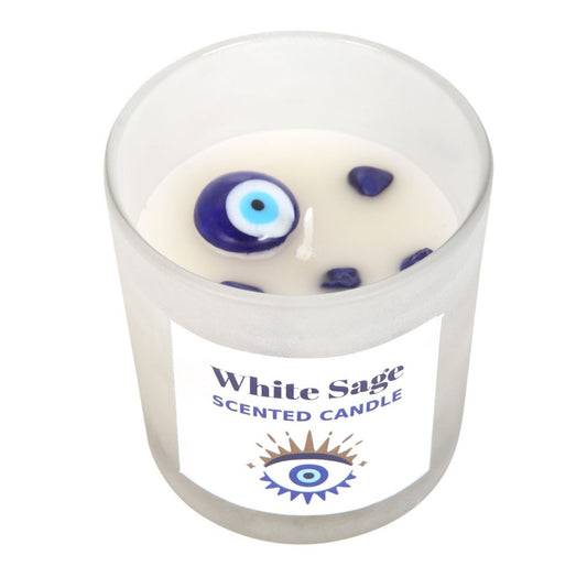 White Sage Evil Eye Candle