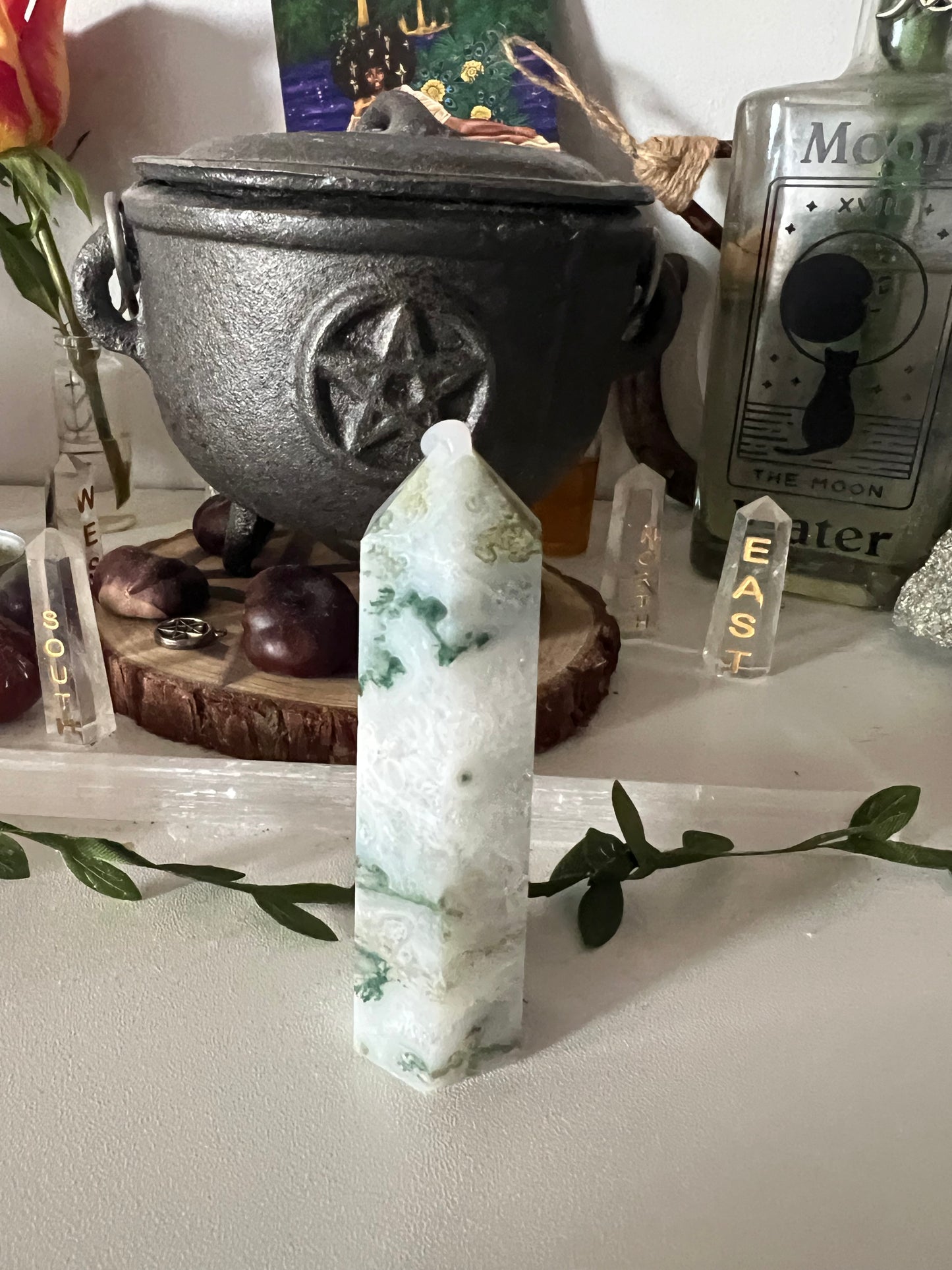 Moss Agate Crystal Towers