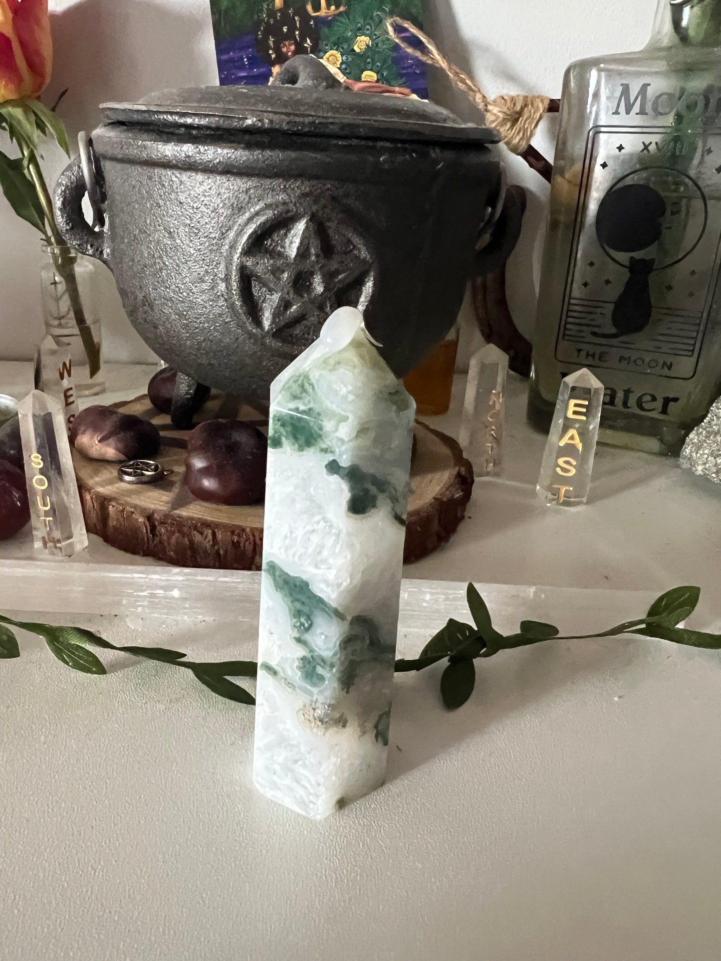 Moss Agate Crystal Towers