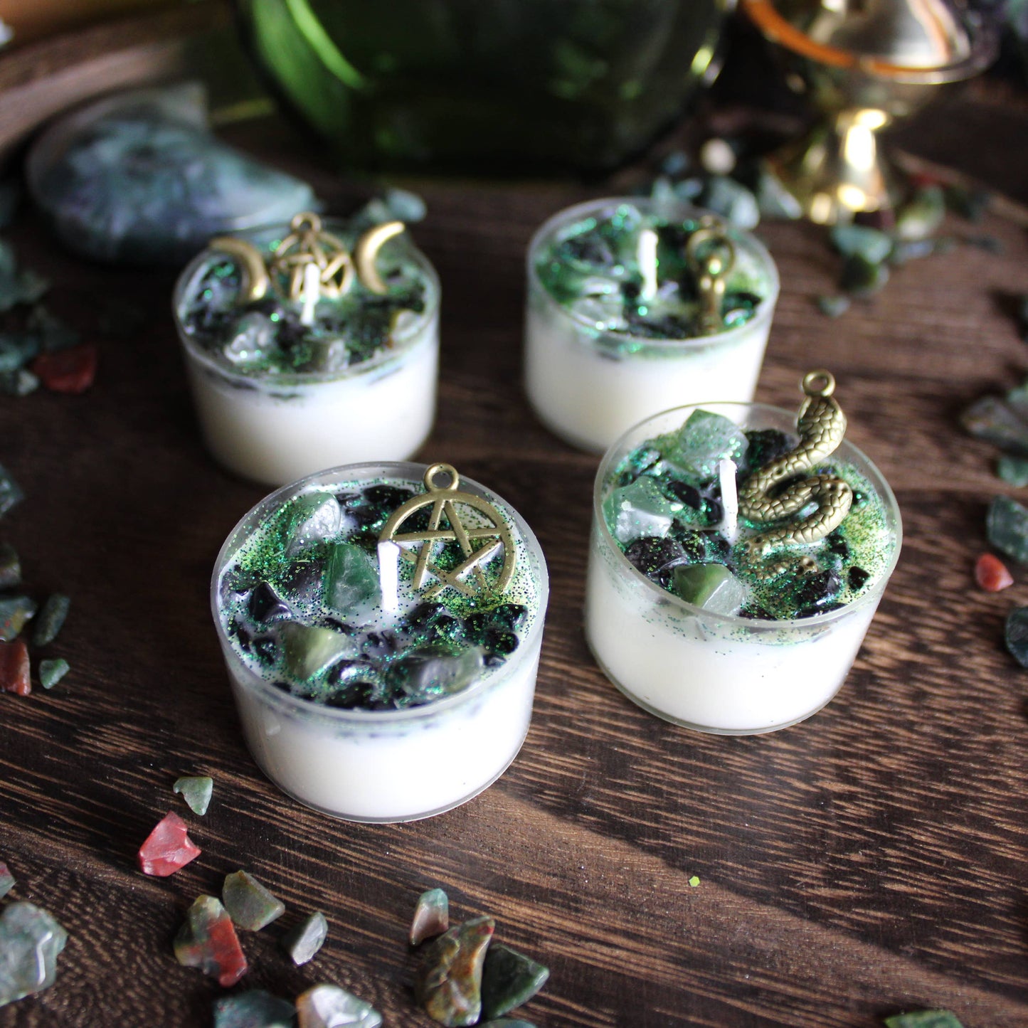 Medusa Tealight Crystal Candles, Ritual Candles