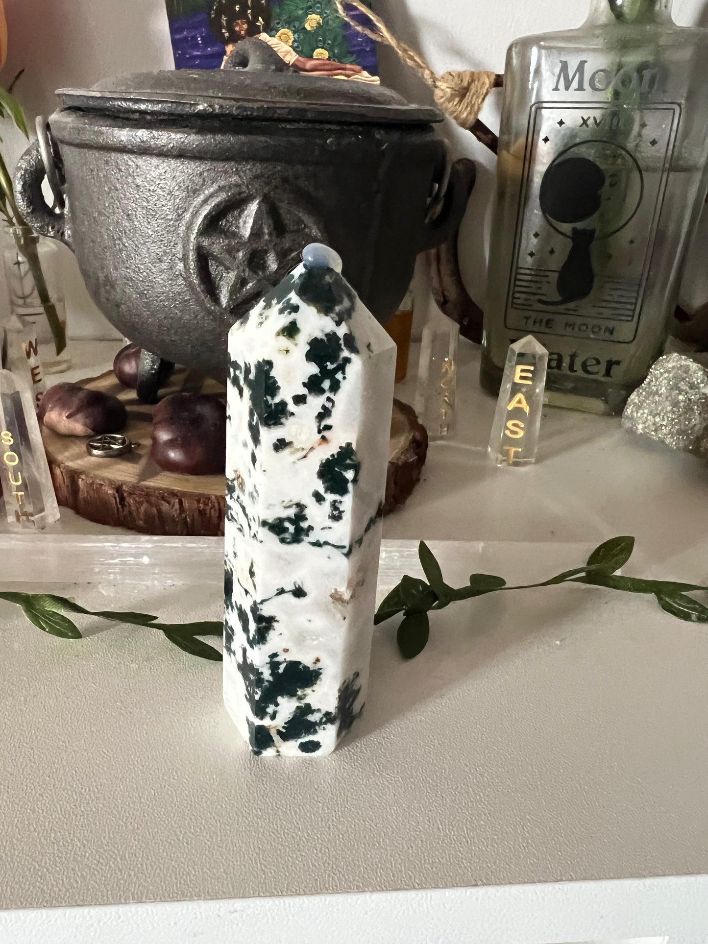 Moss Agate Crystal Towers