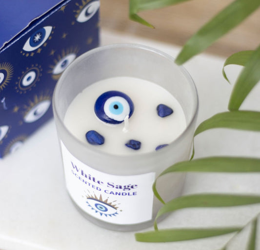 White Sage Evil Eye Candle