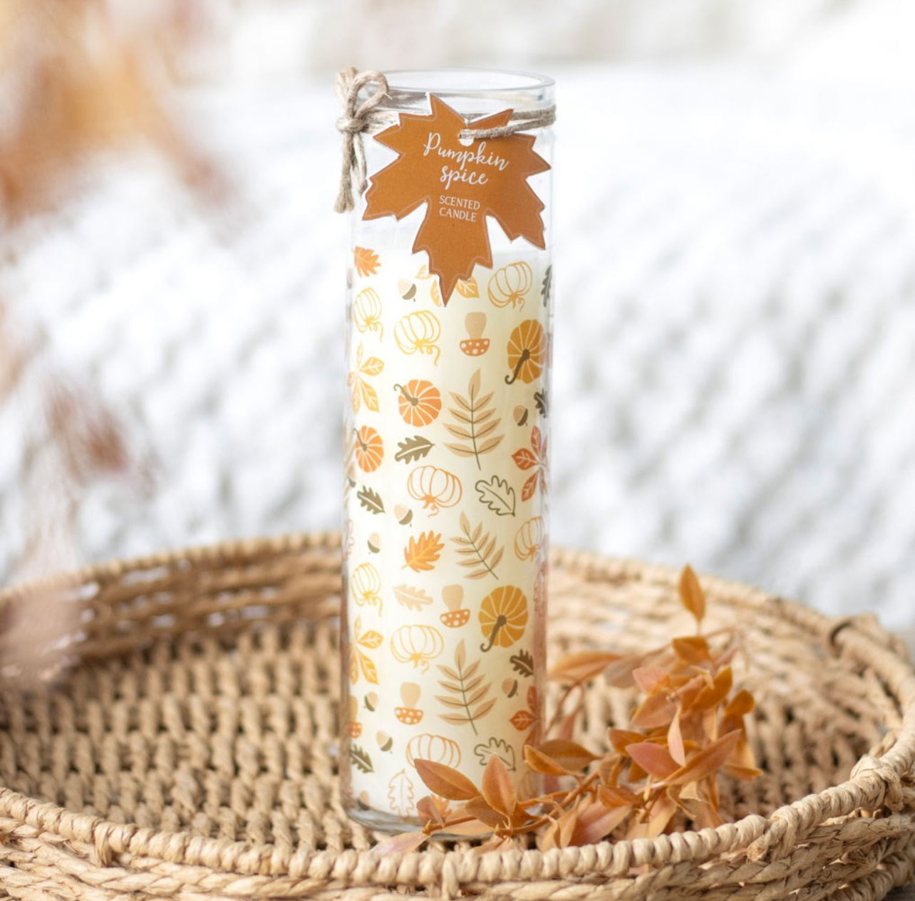 Autumn Leaves Pumpkin Spice Tall Candle