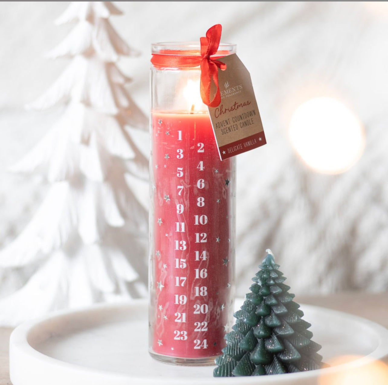 Red Vanilla Advent Tall Candle