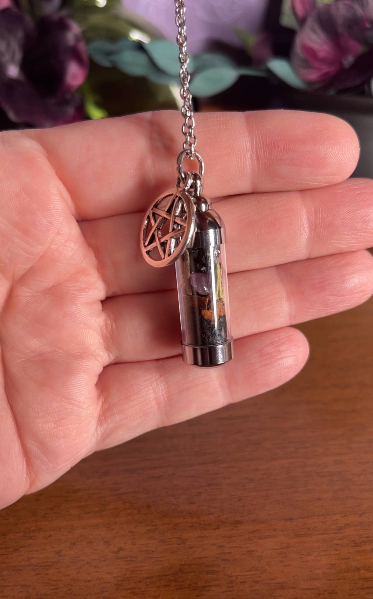 Protection Spell Jar Amulet Necklace,Witchy Crystal Jewelry